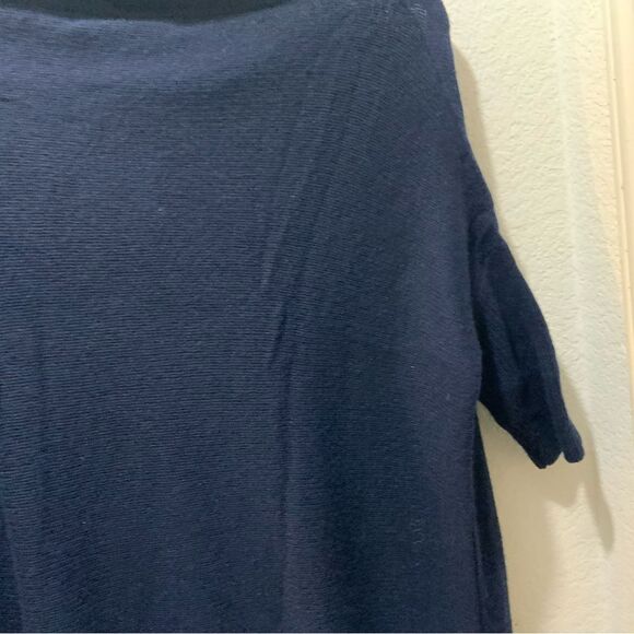 360 Cashmere Turtleneck Navy blue Poncho Sweater Size M - Picture 6 of 7